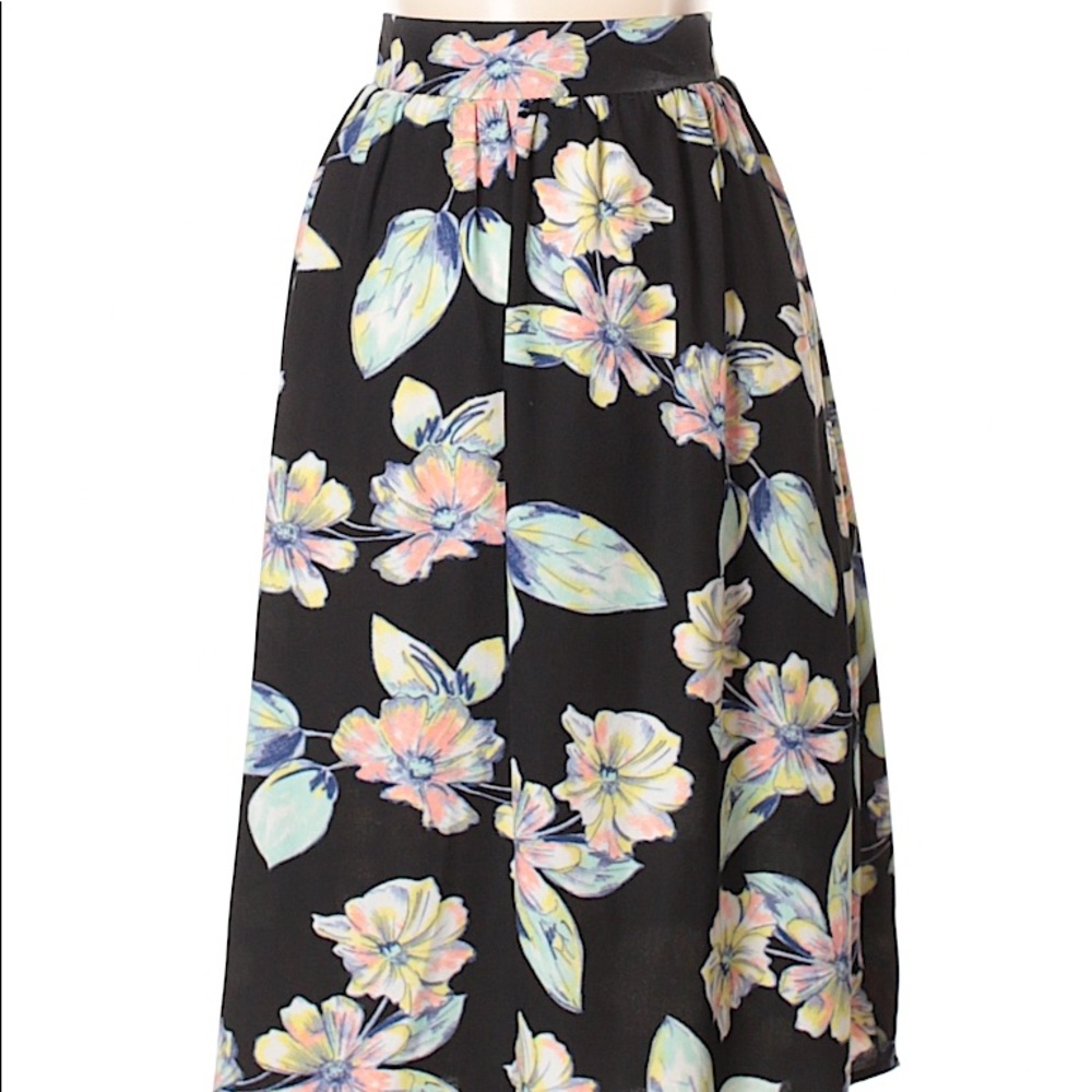 Black floral skirt